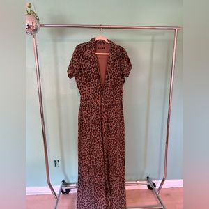 Nasty Gal Cheetah Denim Jumpsuit